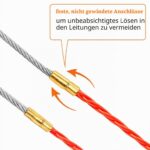 Rote Kabeleinziehhilfe von Veridium, aufgerollt, mit flachem und rundem Stahlkopf