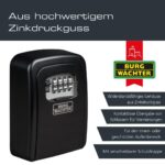 BURG-WÄCHTER Key Safe 30 SB Schlüsseltresor in Schwarz mit vier Zahlenrollen hinter verschiebbarer Schutzklappe