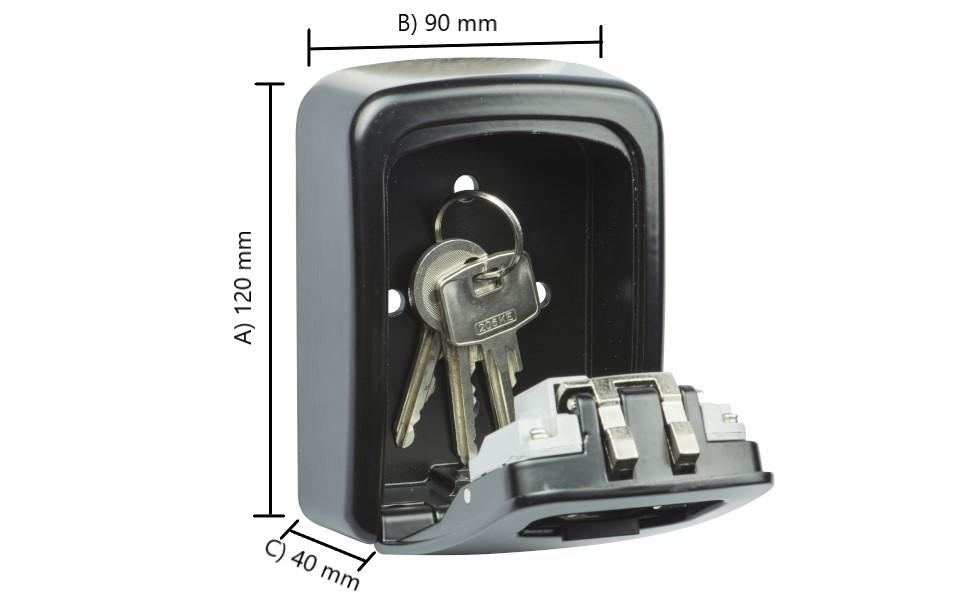 BURG-WÄCHTER Key Safe 30 SB Schlüsseltresor in Schwarz mit vier Zahlenrollen hinter verschiebbarer Schutzklappe – Detail 3