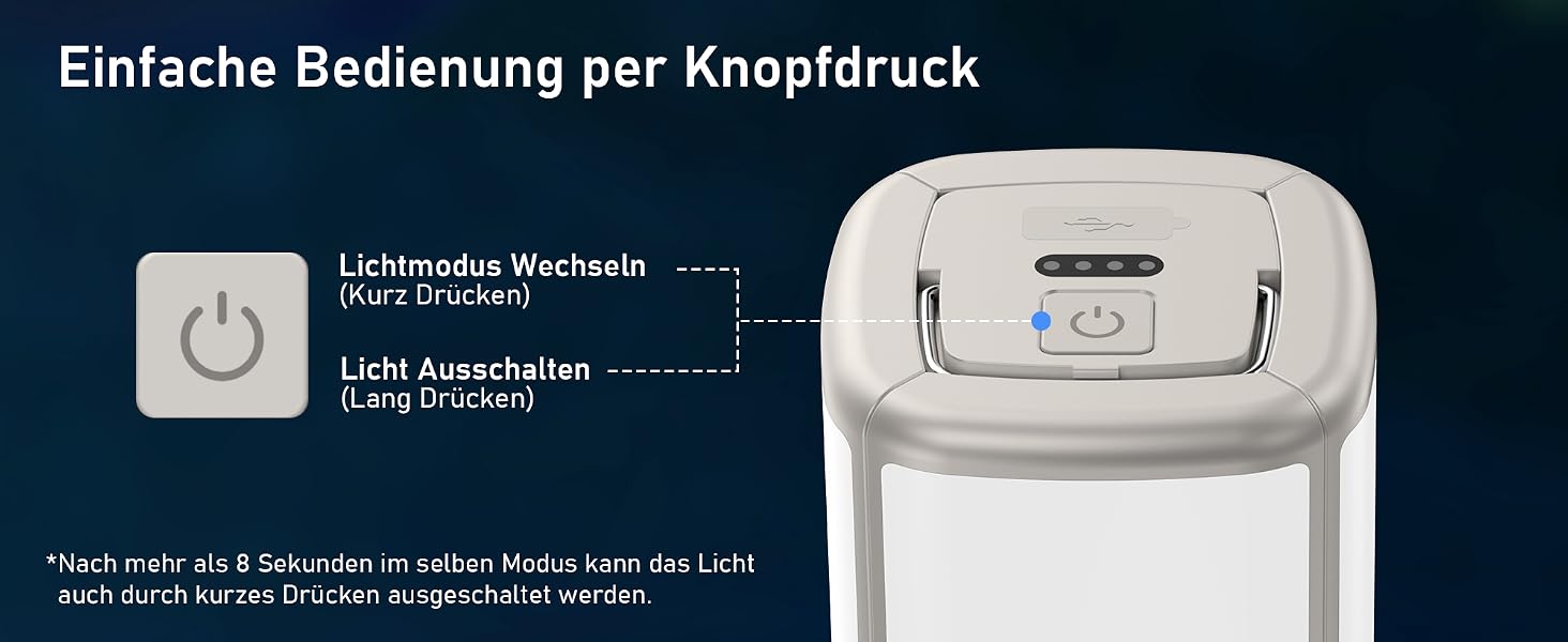 Blukar Campinglampe mit aufgeklappten Seitenflügeln und 116 LED in warmweissem Licht – Detail 3