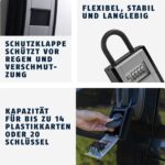 ABUS KeyGarage 797 Schlüsselbox mit silberner Zahlenradklappe und schwarzem kunststoffummanteltem Bügel
