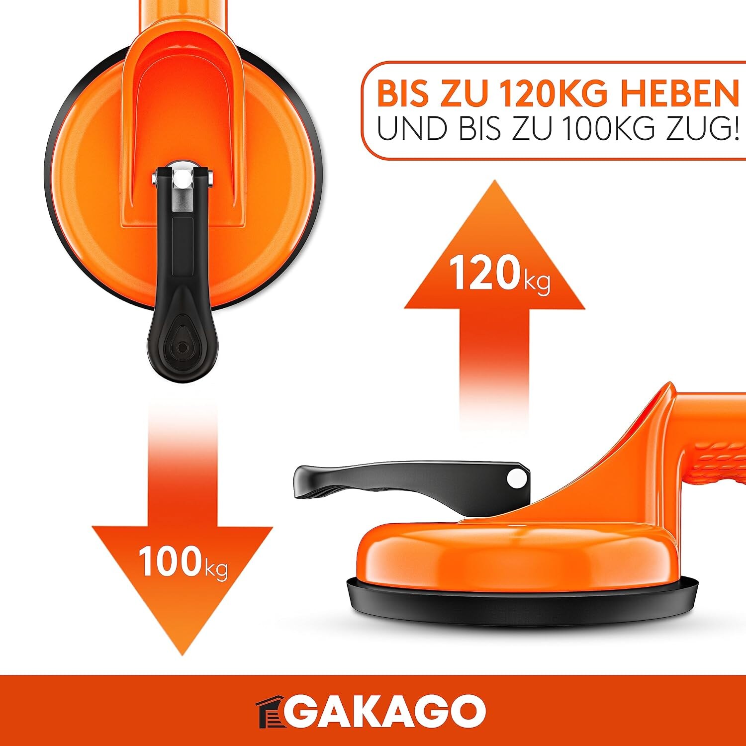 Angabe der Tragfaehigkeit: bis 120 kg beim Heben und bis 100 kg in Zugrichtung