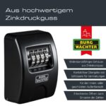 BURG-WÄCHTER Key Safe 10 SB Schlüsseltresor in Schwarz mit vier Zahlenrollen für die Wandmontage