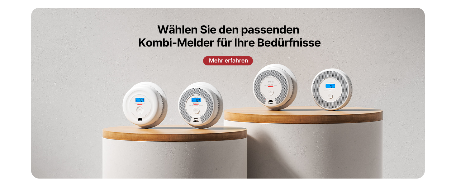 X-Sense SC07 Rauch- und Kohlenmonoxidmelder mit LCD-Anzeige, Frontansicht – Detail 4