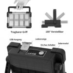 OHAYORI 8-CUP LED Baustrahler mit klappbarem Griff, Magnetsockel und USB-Anschluss