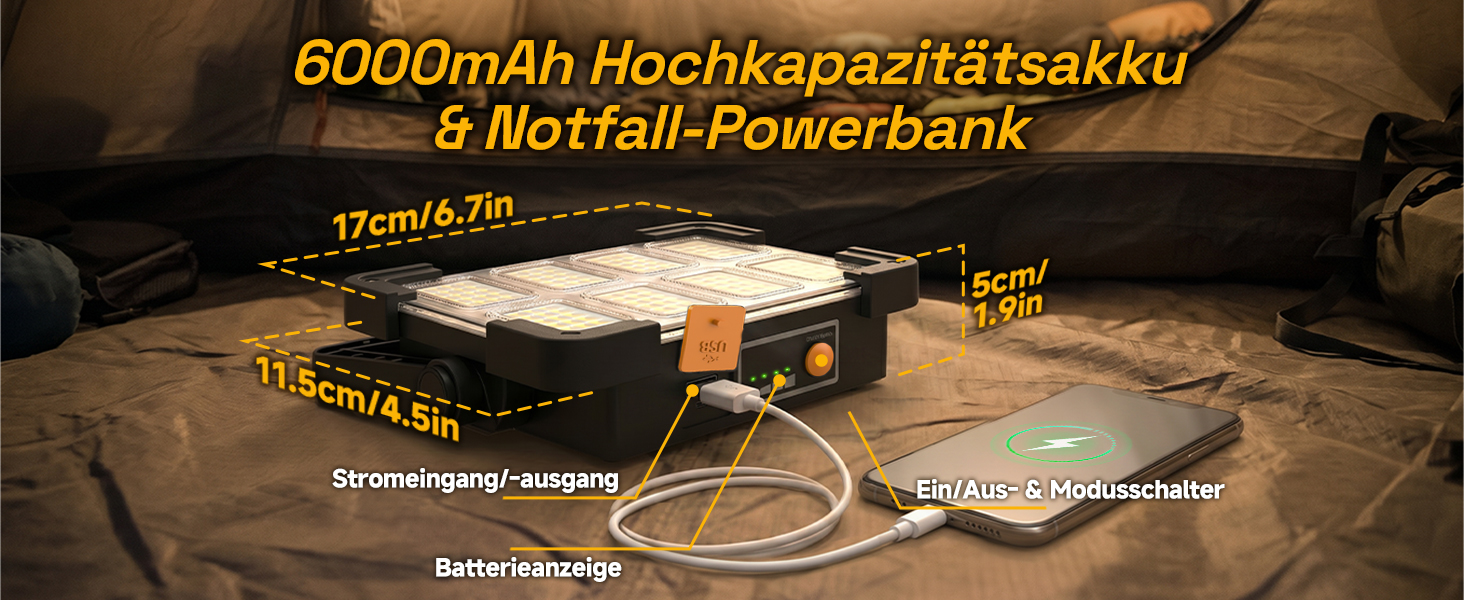 OHAYORI 8-CUP LED Baustrahler mit klappbarem Griff, Magnetsockel und USB-Anschluss – Detail 4