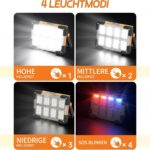 DANCINGBOAR U8CUP LED Baustrahler mit drehbarem Griff, Solarmodul und USB-Anschluss