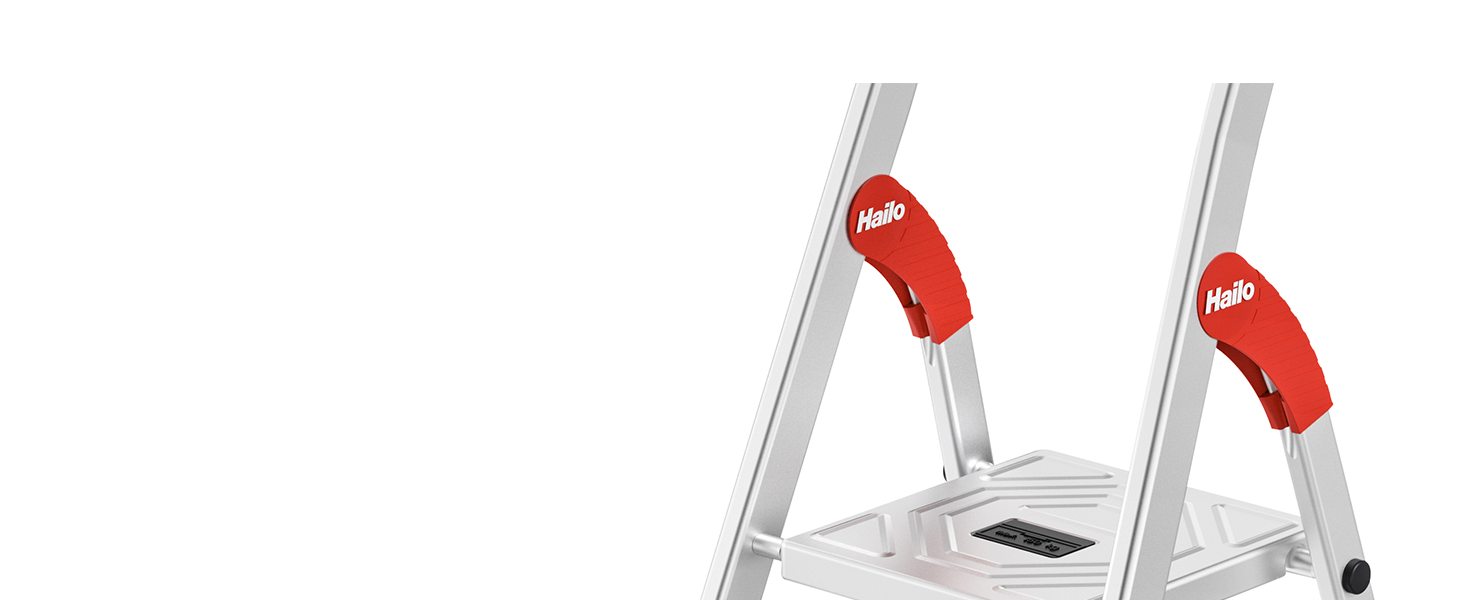 Hailo L80 ComfortLine Alu-Stehleiter mit drei XXL-Stufen, Plattform und Ablageschale – Detail 4
