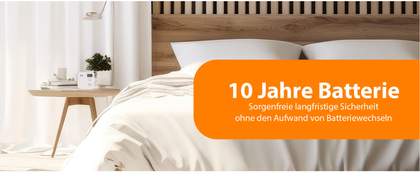Smartwares CO-Melder FGA-13091 in Weiss mit Anzeige und Testtaste an der Wand – Detail 4