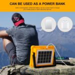 Nulmvic Akku-Baustrahler mit LED-Fläche, Solarpanel und Gelenkbügel auf dem Boden stehend