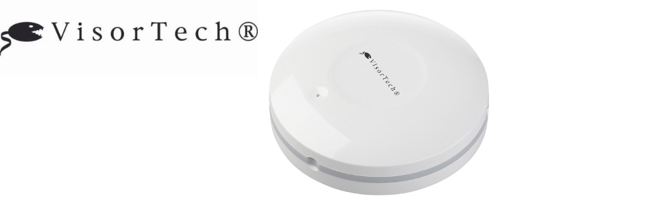 Weisser VisorTech Wassermelder XMD-105.wm mit externem Sensor am Kabel neben einer Waschmaschine – Detail 4