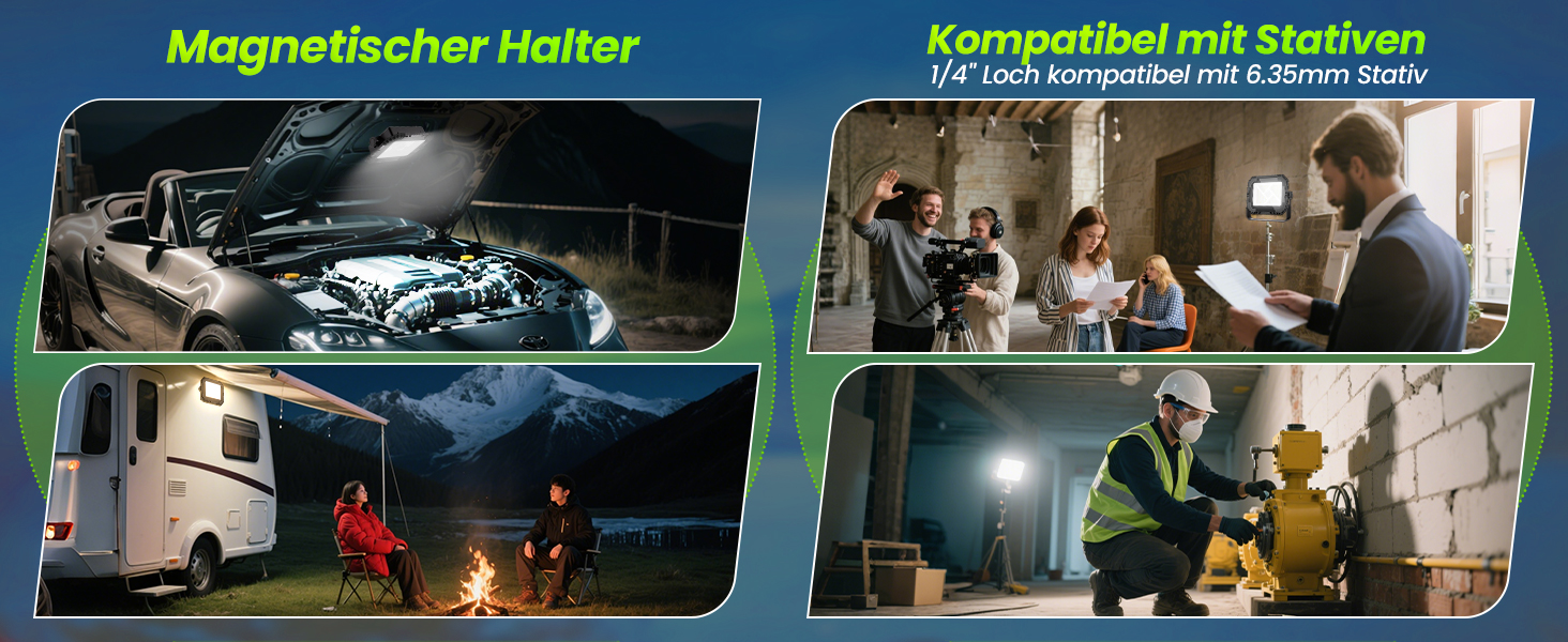CLV LED-Akkustrahler mit Solarpanel, Tragebügel und Magneten auf der Rückseite – Detail 4