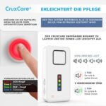 CruxCare C1 Pager mit roter und blauer Ruftaste am Halsband für den Notruf im Haus