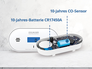 Wisualarm C06 Kohlenmonoxid-Melder mit blau hinterleuchtetem LCD, Temperatur- und Feuchteanzeige – Detail 4