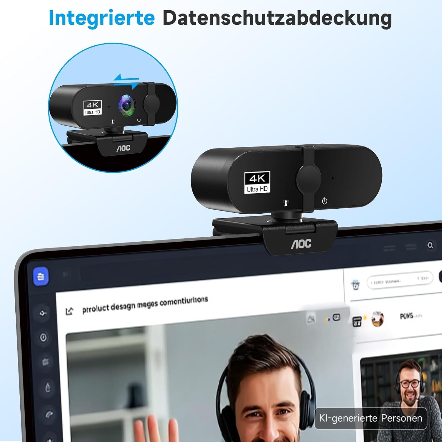 Schieber, der das Objektiv der Webcam abdeckt