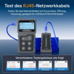 Schwarzer Netzwerk-Kabeltester Mcbazel INSP0319 mit LCD-Display, RJ45-Buchse und kleinem Gegenstück