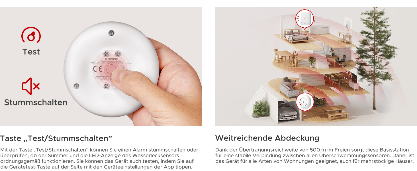 X-Sense SWS55 Wassermelder-Set mit vier Sensoren und Basisstation SBS50 – Detail 4