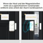 Selbstklebender Tür- und Fensteralarm mit Magnetstreifen am Fensterflügel