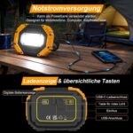 Zwei gelbe Darbony LED-Akkustrahler mit 30 Watt, Display und verstellbarem Griff