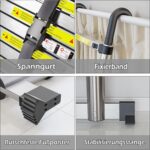 SIMPDIY Teleskopleiter 3,8 m aus Aluminium, ausgezogen mit Stabilisierungsstangen am Leiterfuss