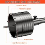 WinGluge Bohrkronen-Set mit fünf Hohlbohrkronen, SDS-Adapterstangen und Zentrierbohrern