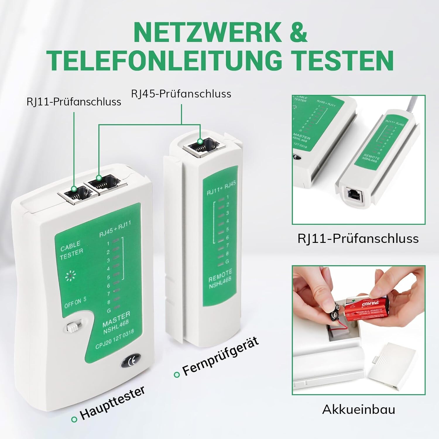 KERUI Wassermelder JYXSJF1 im 2er-Set, weisses Gehäuse mit angestecktem Wasserstandskabel – Detail 4