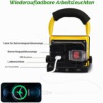 T-SUN Akku-Baustrahler 30 W aus Aluminium mit Tragebügel und drehbarem Sockel