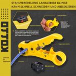 KOTTO Kompressionszange und Abisolierzange für Koaxialkabel mit 20 F-Steckern und Tasche