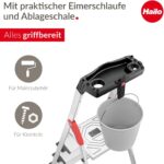 Hailo L80 ComfortLine Alu-Stehleiter mit drei XXL-Stufen, Plattform und Ablageschale