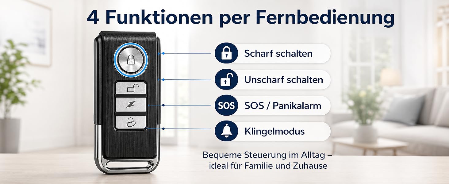 HENDUN SF03RCD Türalarm mit Magnetkontakt und Fernbedienung, zwei weisse Melder – Detail 4