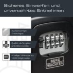 BURG-WÄCHTER Key Safe 30 SB Schlüsseltresor in Schwarz mit vier Zahlenrollen hinter verschiebbarer Schutzklappe