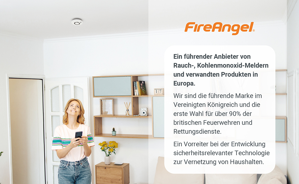 FireAngel FA6813 Kohlenmonoxidmelder in Weiss mit grosser Testtaste und roter CO-Anzeige – Detail 5