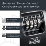 BURG-WÄCHTER Key Safe 10 SB Schlüsseltresor in Schwarz mit vier Zahlenrollen für die Wandmontage