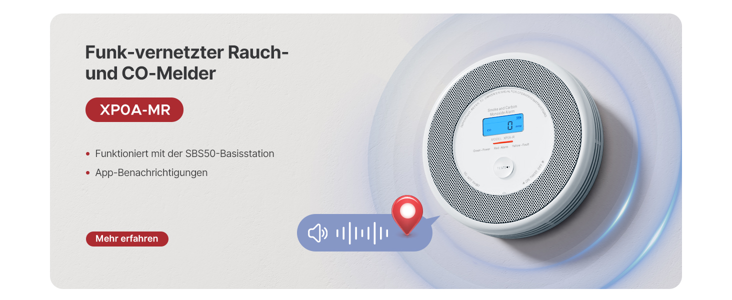 X-Sense SC07 Rauch- und Kohlenmonoxidmelder mit LCD-Anzeige, Frontansicht – Detail 5