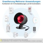 KERUI Funk-Alarmanlage mit roter Sirene, Tür-Fenster-Kontakten, Bewegungsmeldern und Fernbedienungen