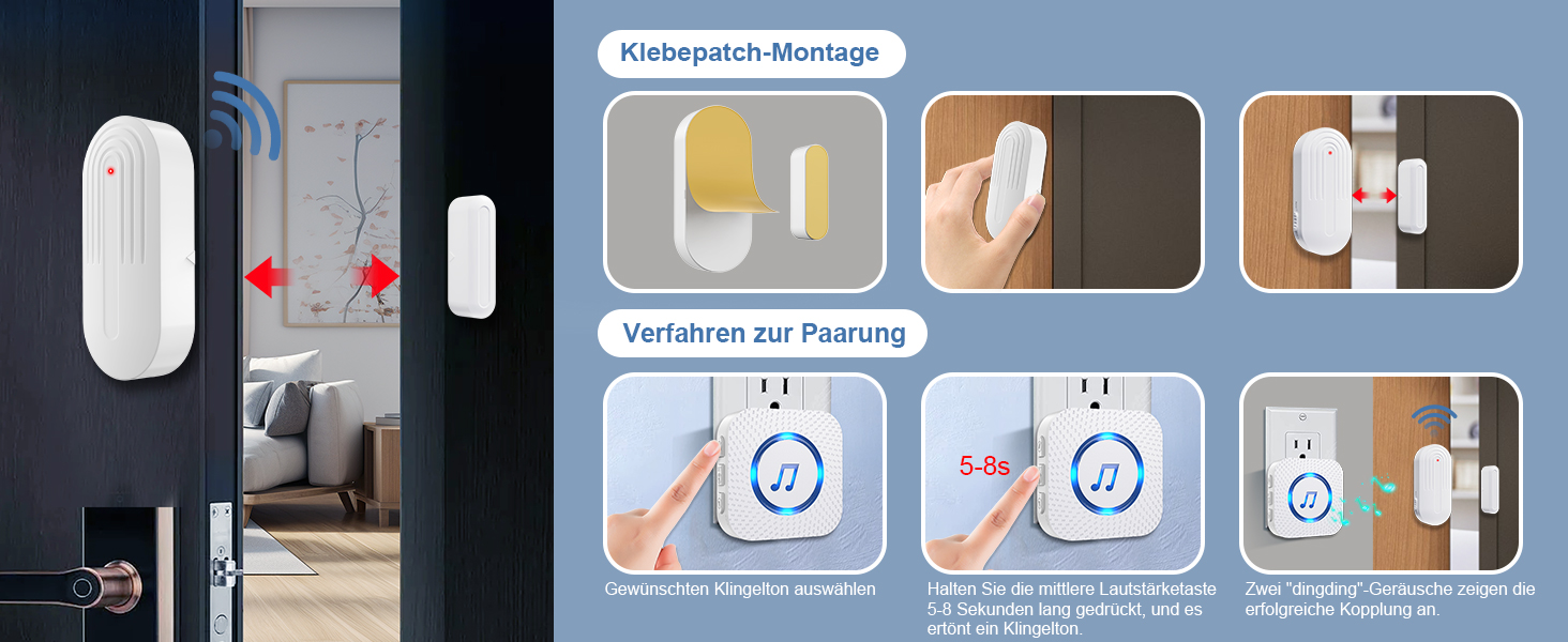 SanJie Funk-Türsensor mit Magnet und Empfänger für die Steckdose – Detail 5