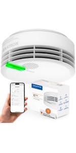 Zwei weisse Hekatron Genius Plus Rauchwarnmelder mit Klebepad und Montageset – Detail 5