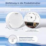 Zwei runde weisse Geevon Wassermelder mit Metallkontakten an der Unterseite