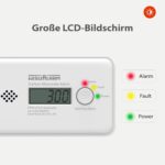 WISUALARM Kohlenmonoxid-Melder in Weiss mit LCD-Display und Testtaste