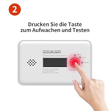 WISUALARM Kohlenmonoxid-Melder in Weiss mit LCD-Display und Testtaste – Detail 5