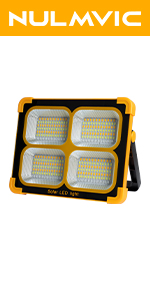 Nulmvic Akku-Baustrahler mit LED-Fläche, Solarpanel und Gelenkbügel auf dem Boden stehend – Detail 5