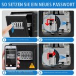 NEWIROVE Schlüsseltresor 817P in Schwarz mit vierstelligem Zahlencode und Abdeckklappe
