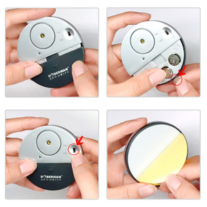 WER Doberman Fensteralarm mit Vibrationssensor, vier flache Sensoren im Set – Detail 5