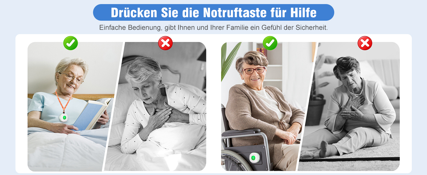 DAYTECH CC02 Notrufknopf mit Funkempfänger und Trageband – Detail 5