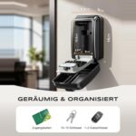 Mohard Schlüsseltresor 8107 in Grau mit geöffnetem Wetterdeckel und vier Zahlenrädchen