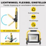 SOARFLY LED Baustrahler WL-SL-01 in Gelb mit Metallrahmen, Tragegriff und verstellbarem Standbügel