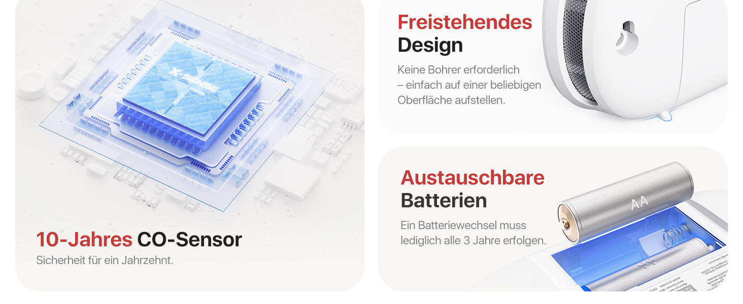 X-Sense XC0C-SR Kohlenmonoxidmelder in Weiss mit LCD-Anzeige, zwei Geräte – Detail 5