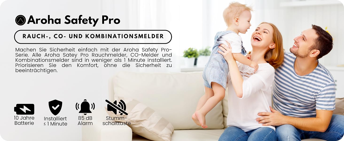 Zwei Aroha Safety Pro CS11 Kombimelder für Rauch und Kohlenmonoxid in Weiss – Detail 5