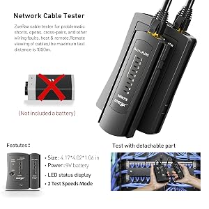 ZoeRax Netzwerk-Werkzeugset mit RJ45-Crimpzange, Kabeltester, Abisolierwerkzeug und Pass-Through-Steckern – Detail 5