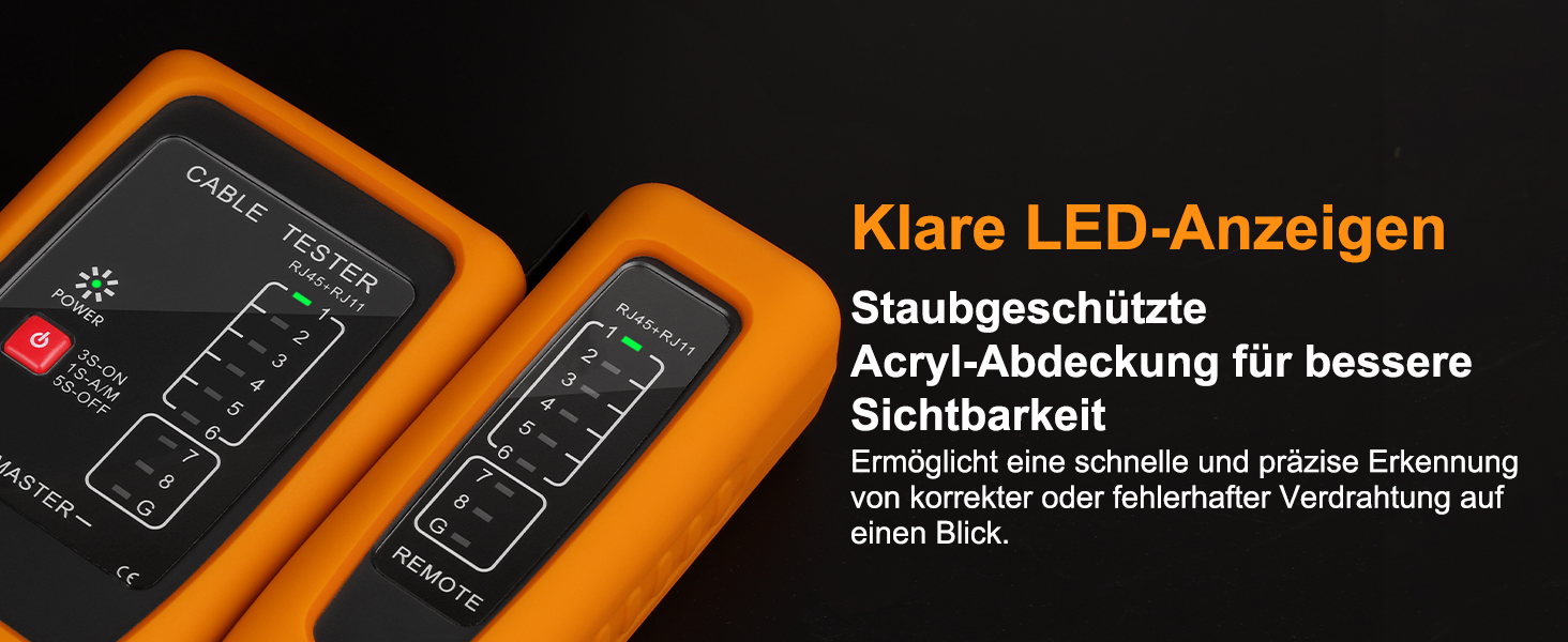 Hiija Netzwerkkabel-Tester NCT-00 mit Gummihülle und Fernmodul für RJ45 und RJ11 – Detail 5